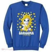 Sarcoma Awareness Month Yellow Ribbon Unicorn Great Gift Sweatshirt thumb 0