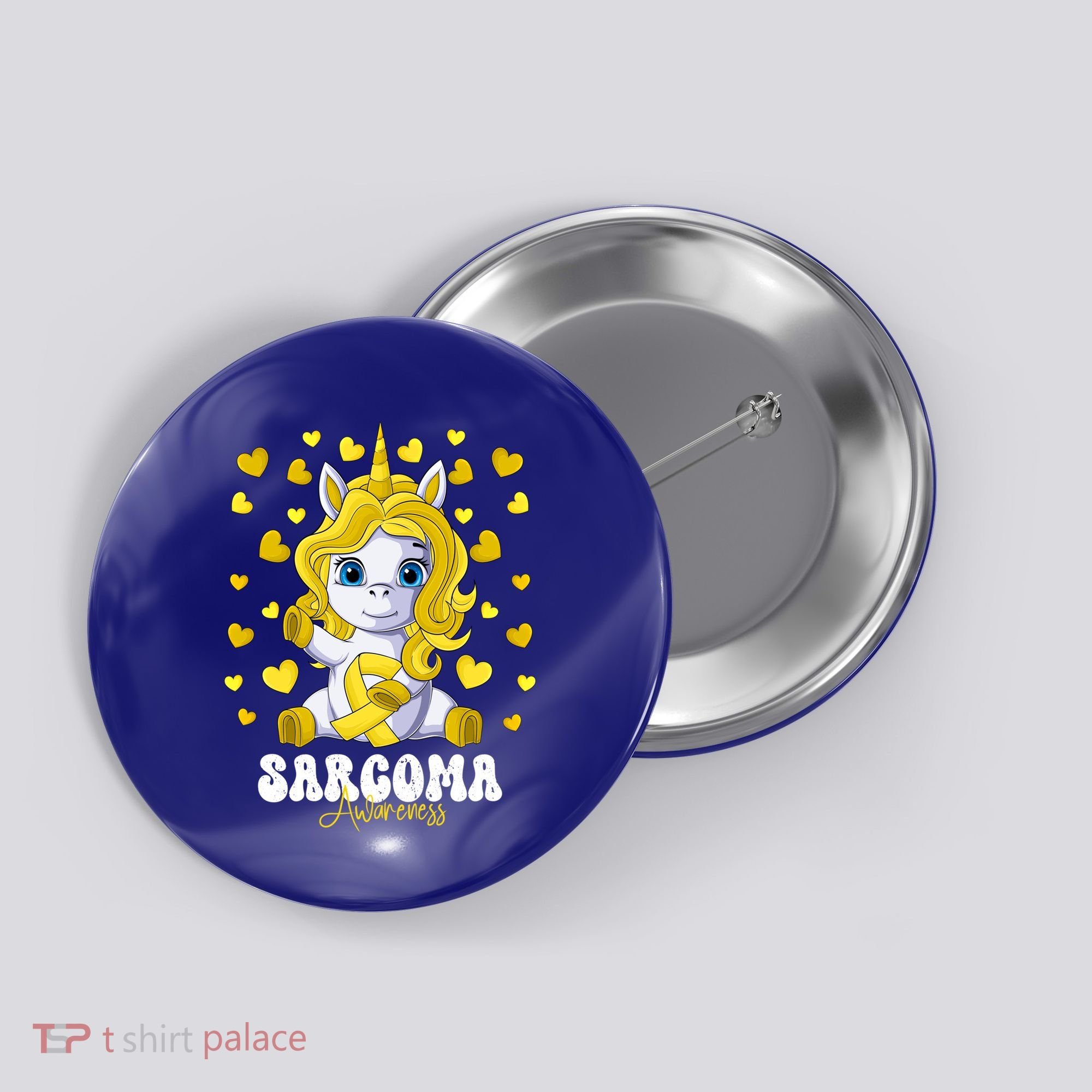 Sarcoma Awareness Month Yellow Ribbon Unicorn Great Gift Button