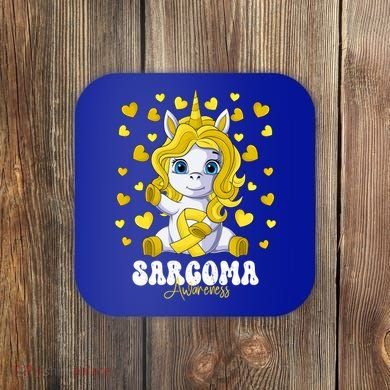 Sarcoma Awareness Month Yellow Ribbon Unicorn Great Gift Coaster