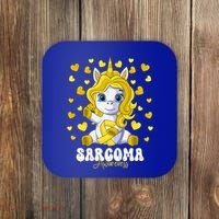 Sarcoma Awareness Month Yellow Ribbon Unicorn Great Gift Coaster thumb 0