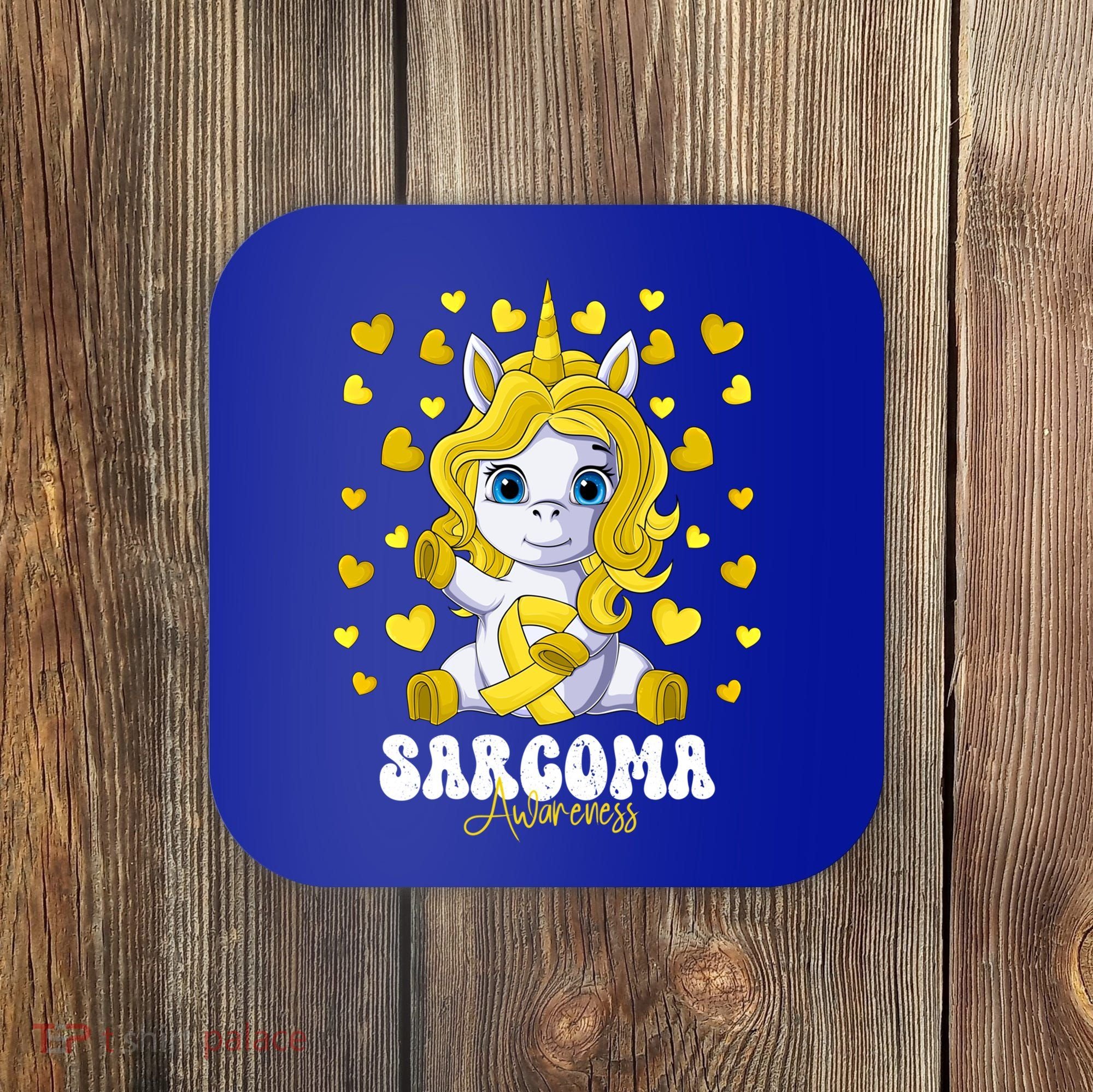 Sarcoma Awareness Month Yellow Ribbon Unicorn Great Gift Coaster
