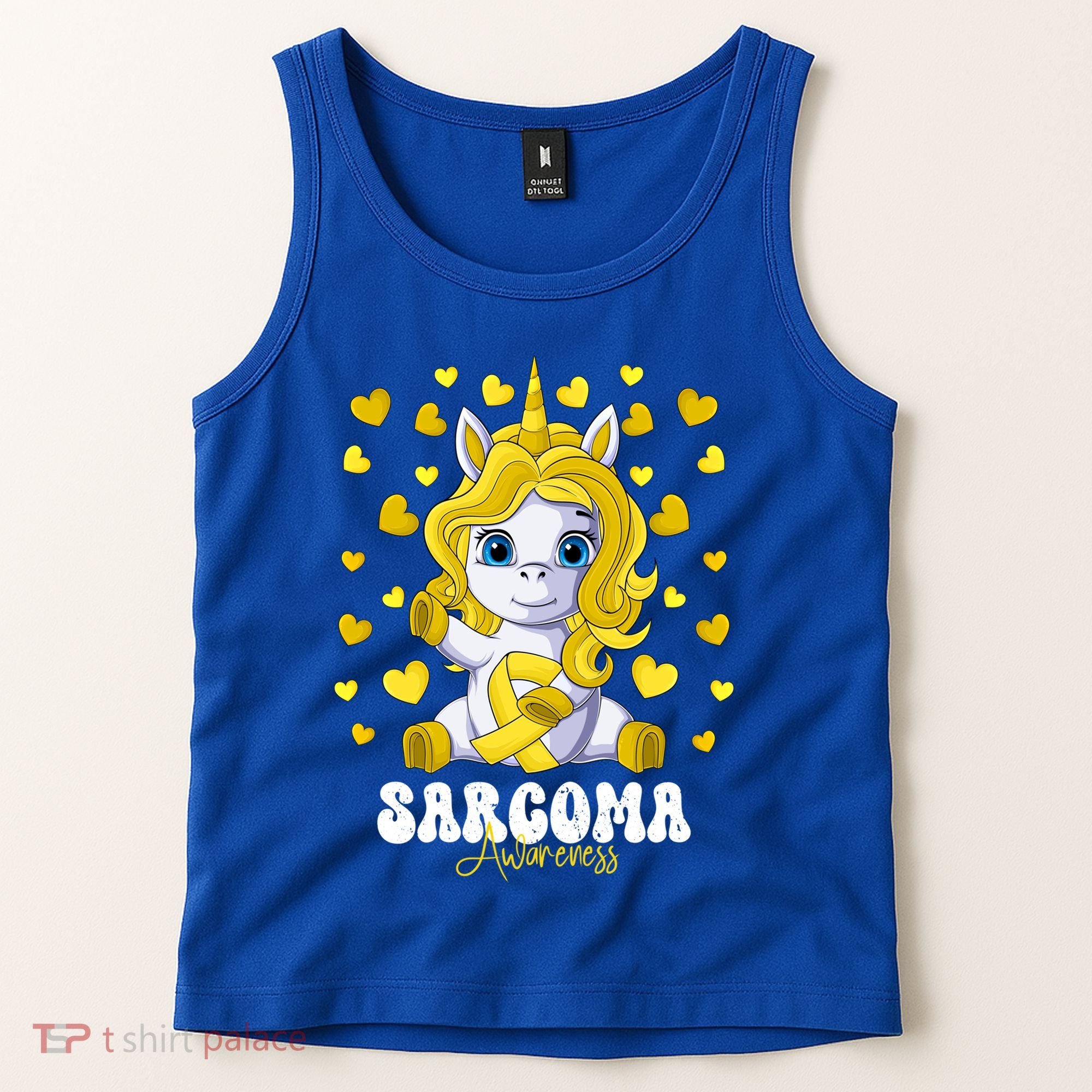 Sarcoma Awareness Month Yellow Ribbon Unicorn Great Gift Tank Top