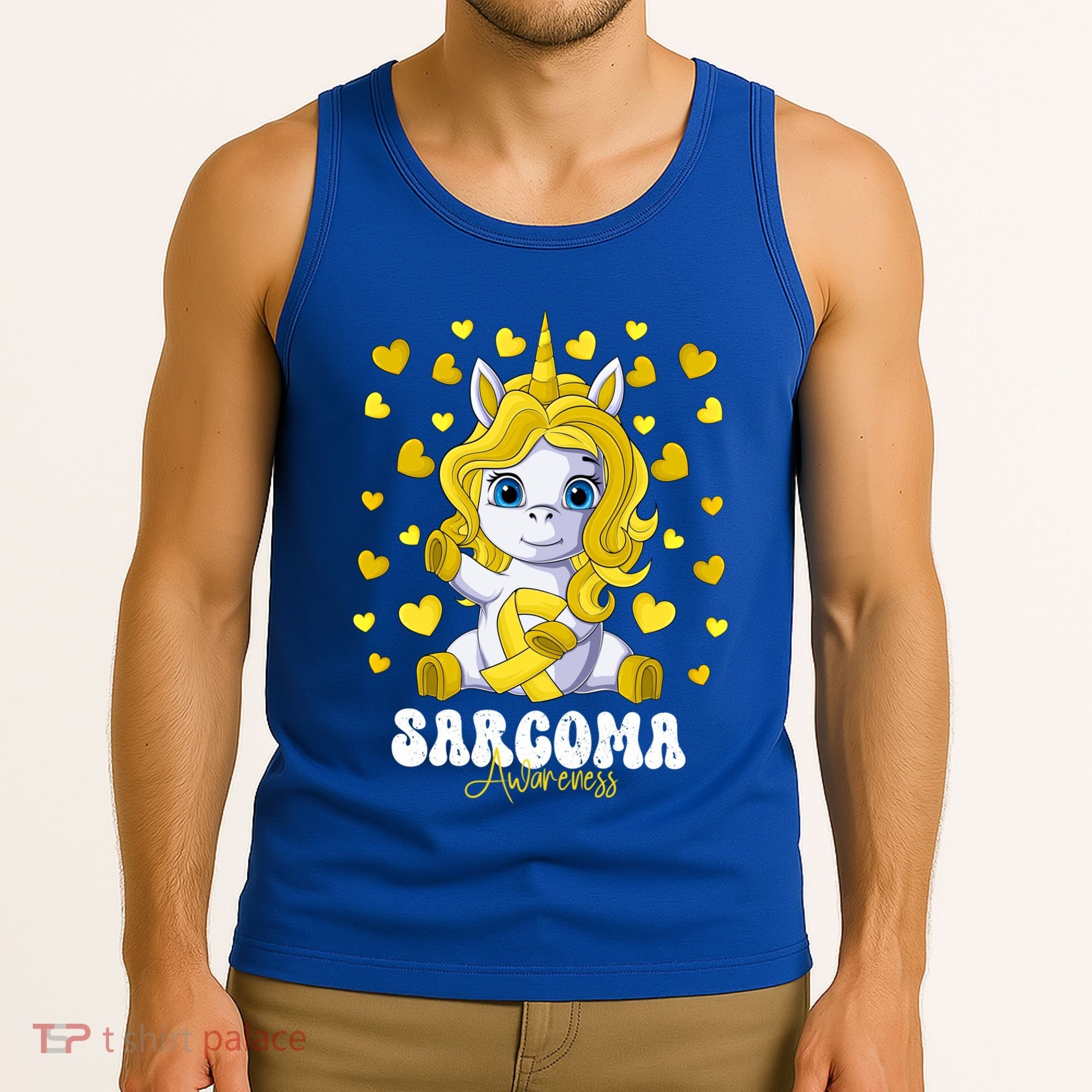 Sarcoma Awareness Month Yellow Ribbon Unicorn Great Gift Tank Top