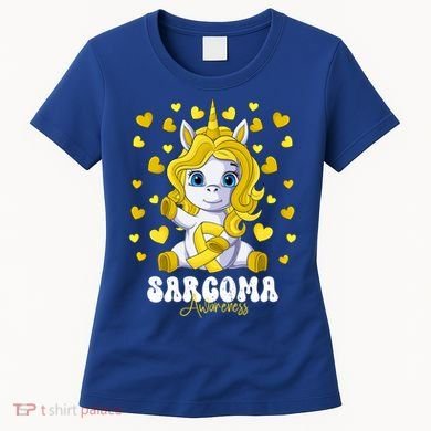 Sarcoma Awareness Month Yellow Ribbon Unicorn Great Gift Women's T-Shirt