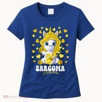 Sarcoma Awareness Month Yellow Ribbon Unicorn Great Gift Women's T-Shirt thumb 0