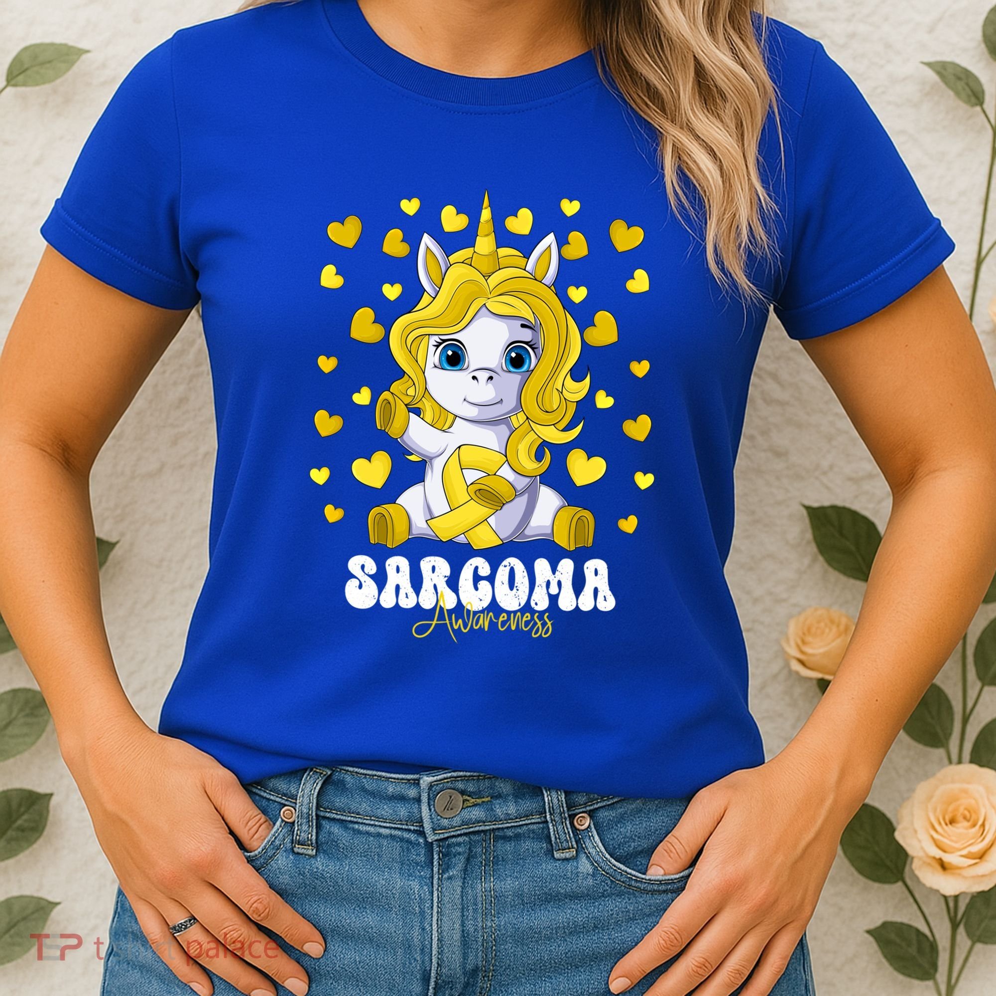 Sarcoma Awareness Month Yellow Ribbon Unicorn Great Gift Women's T-Shirt