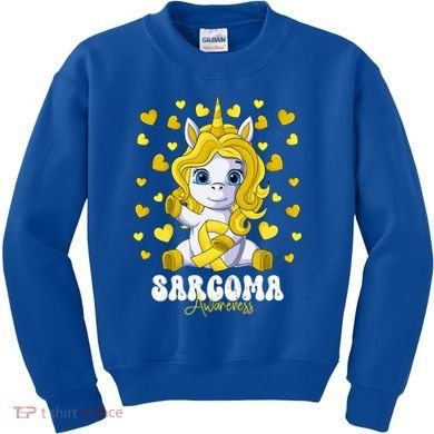 Sarcoma Awareness Month Yellow Ribbon Unicorn Great Gift Kids Sweatshirt