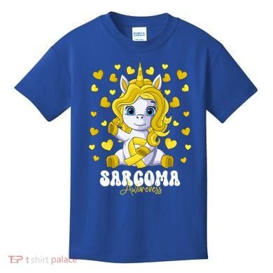 Sarcoma Awareness Month Yellow Ribbon Unicorn Great Gift Kids T-Shirt