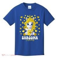 Sarcoma Awareness Month Yellow Ribbon Unicorn Great Gift Kids T-Shirt thumb 0