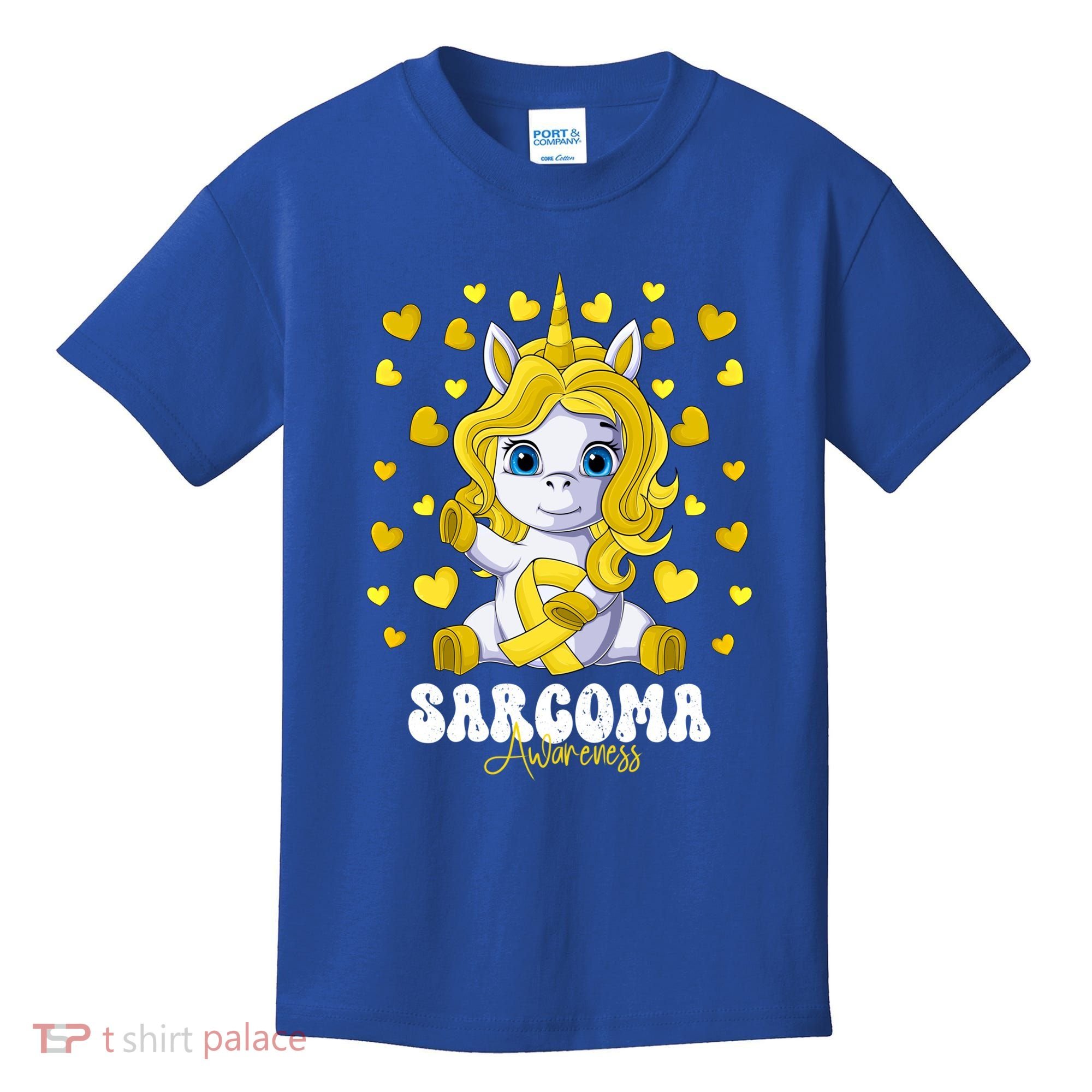 Sarcoma Awareness Month Yellow Ribbon Unicorn Great Gift Kids T-Shirt