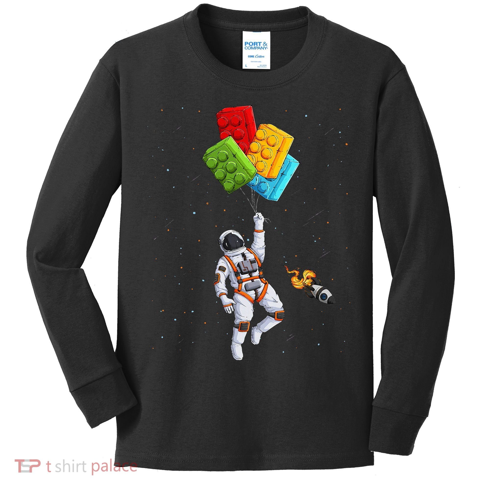 Space Astronaut Master Builder Kids Long Sleeve Shirt