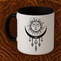 Sun And Moon Celestial Boho Mystical Print Witchy Magic Moon Coffee Mug thumb 2