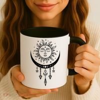 Sun And Moon Celestial Boho Mystical Print Witchy Magic Moon Coffee Mug thumb 3