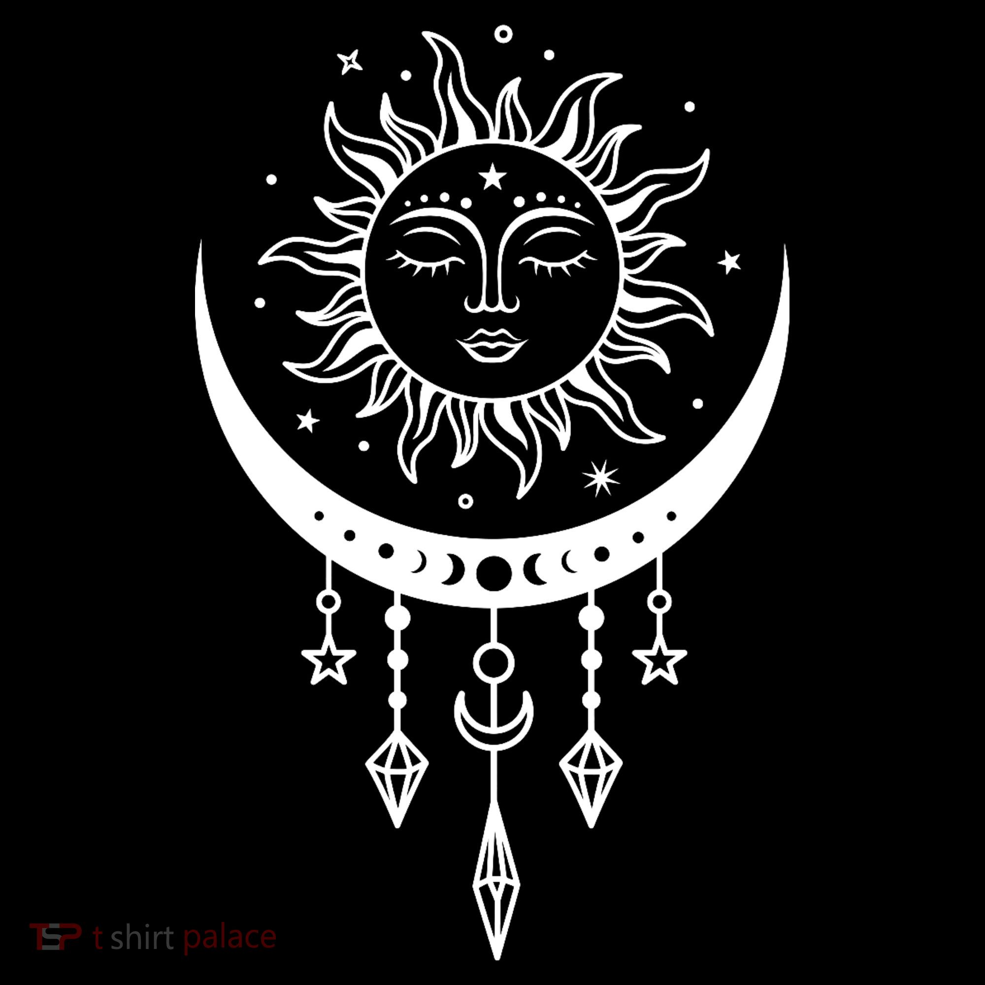 Sun And Moon Celestial Boho Mystical Print Witchy Magic Moon Toddler T-Shirt