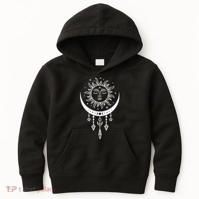 Sun And Moon Celestial Boho Mystical Print Witchy Magic Moon Kids Hoodie