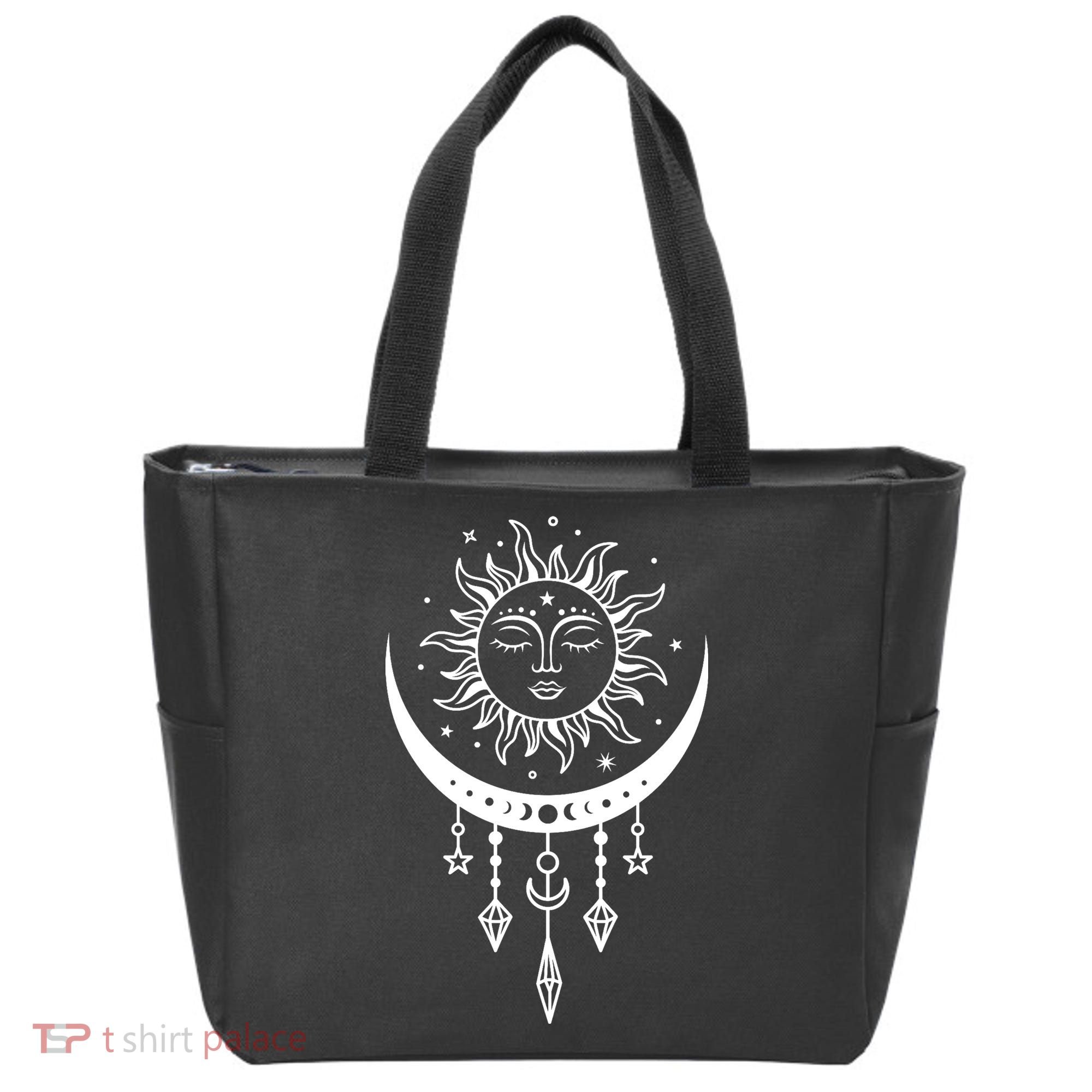 Sun And Moon Celestial Boho Mystical Print Witchy Magic Moon Tote Bag