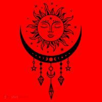 Sun And Moon Celestial Boho Mystical Print Witchy Magic Moon Santa Hat thumb 1