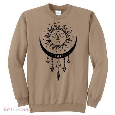 Sun And Moon Celestial Boho Mystical Print Witchy Magic Moon Sweatshirt