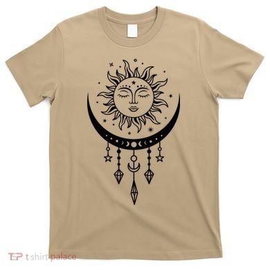 Sun And Moon Celestial Boho Mystical Print Witchy Magic Moon T-Shirt