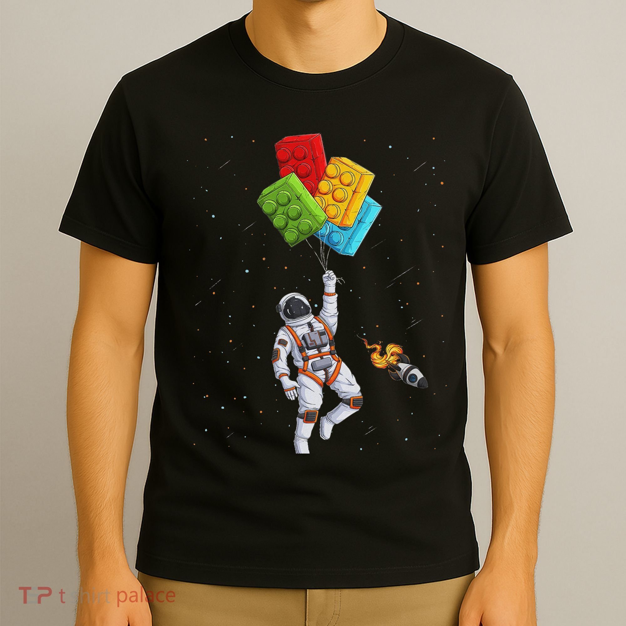 Space Astronaut Master Builder Funny Building Blocks Bricks T-Shirt