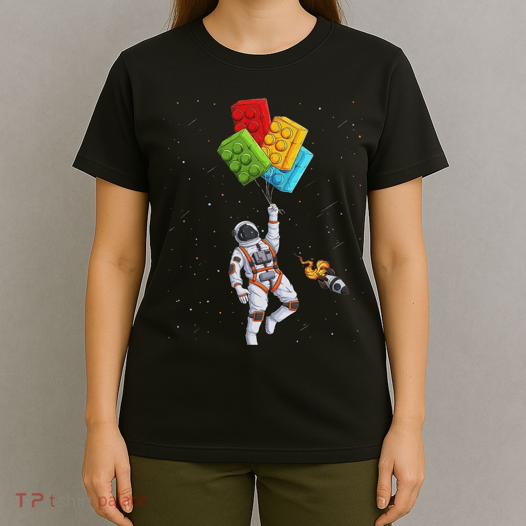 Space Astronaut Master Builder Funny Building Blocks Bricks T-Shirt