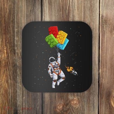 Space Astronaut Master Builder Funny Building Blocks Bricks Coaster