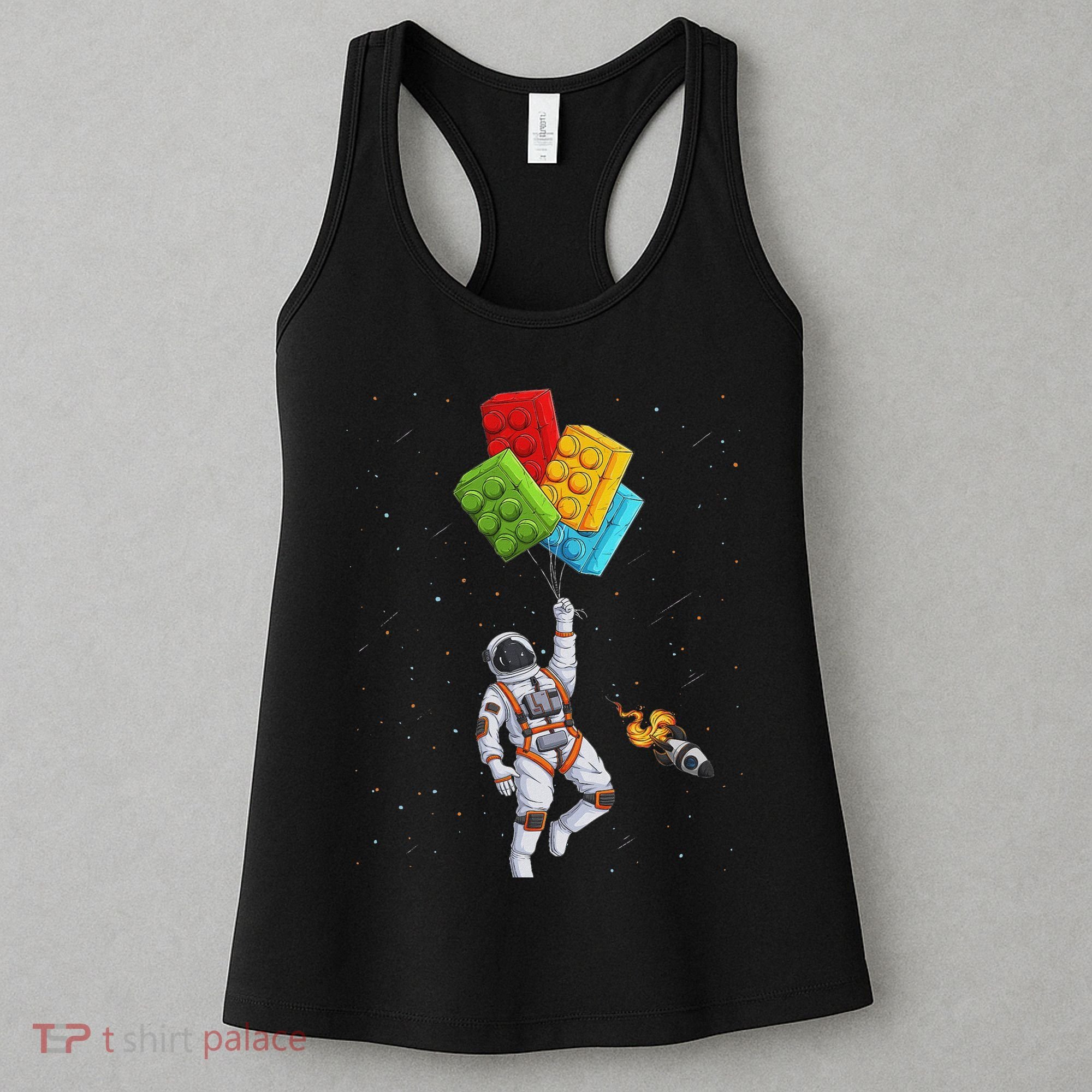 Space Astronaut Master Builder Funny Building Blocks Bricks Women's Tank Top