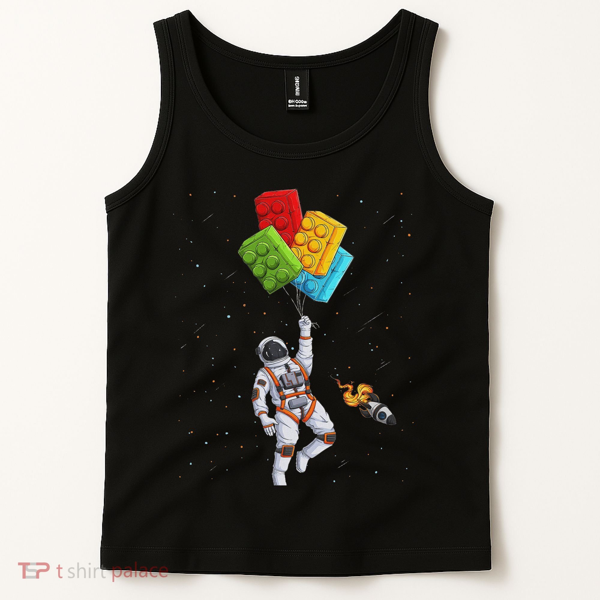 Space Astronaut Master Builder Funny Building Blocks Bricks Tank Top
