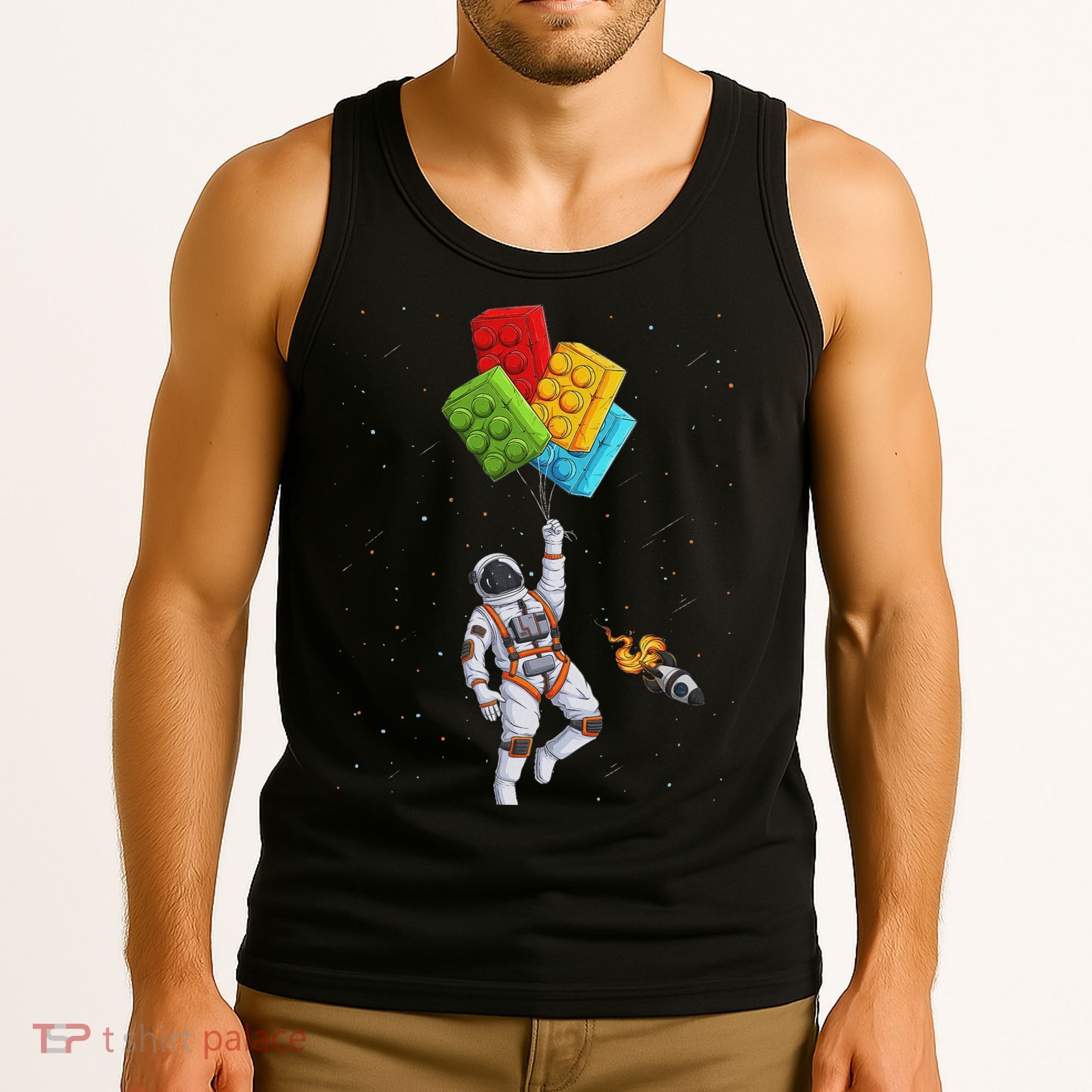 Space Astronaut Master Builder Funny Building Blocks Bricks Tank Top
