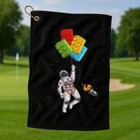 Space Astronaut Master Builder Funny Building Blocks Bricks Golf Towel thumb 1