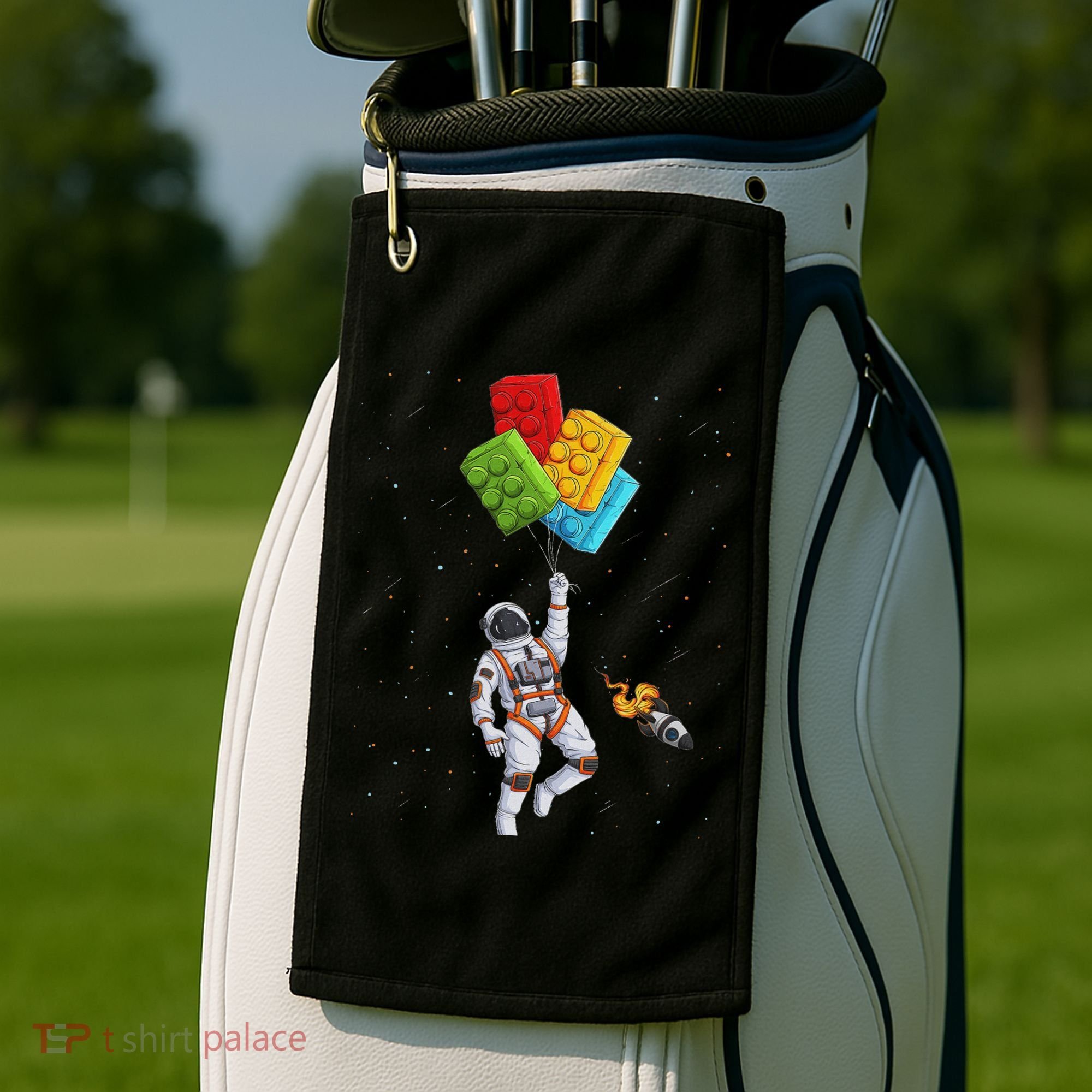 Space Astronaut Master Builder Funny Building Blocks Bricks Golf Towel