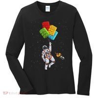Space Astronaut Master Builder Funny Building Blocks Bricks Women's Long Sleeve Shirt thumb 0