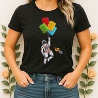 Space Astronaut Master Builder Funny Building Blocks Bricks Women's T-Shirt thumb 2