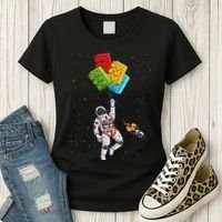 Space Astronaut Master Builder Funny Building Blocks Bricks Women's T-Shirt thumb 3