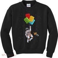 Space Astronaut Master Builder Funny Building Blocks Bricks Kids Sweatshirt thumb 0
