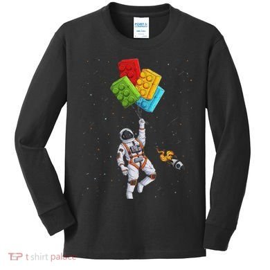 Space Astronaut Master Builder Funny Building Blocks Bricks Kids Long Sleeve Shirt