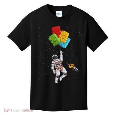 Space Astronaut Master Builder Funny Building Blocks Bricks Kids T-Shirt