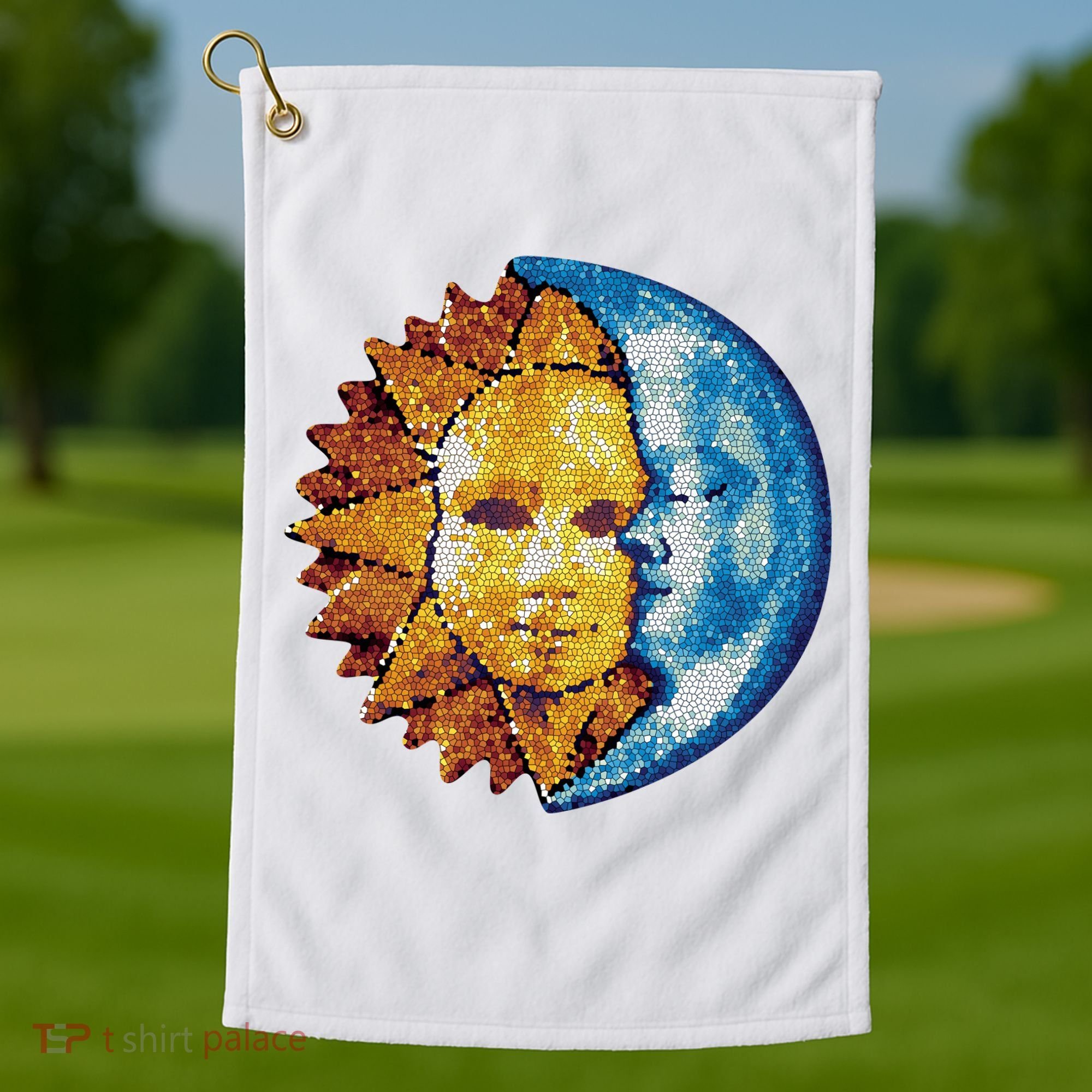 Sun And Moon Mosaic Astrology Golf Towel