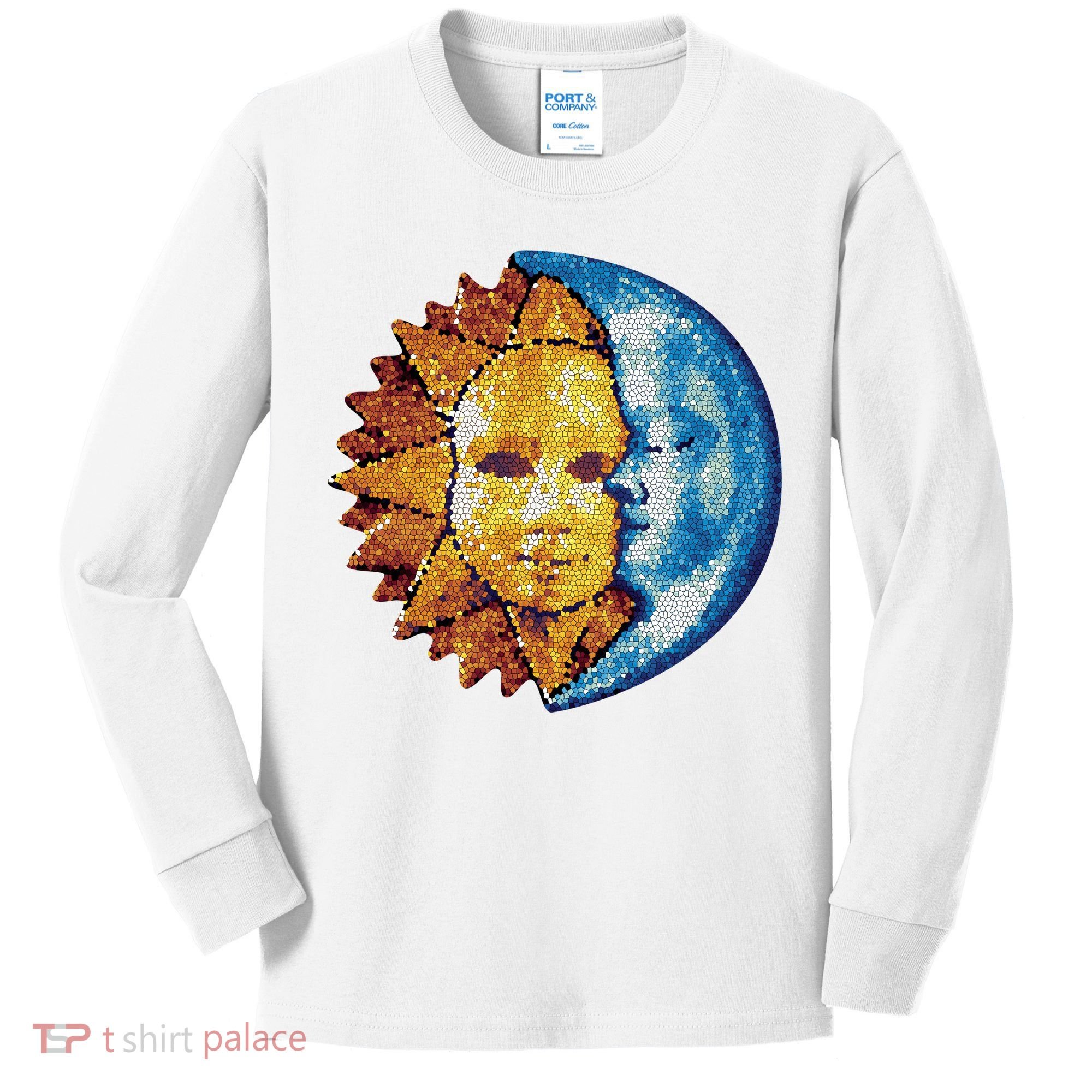 Sun And Moon Mosaic Astrology Kids Long Sleeve Shirt