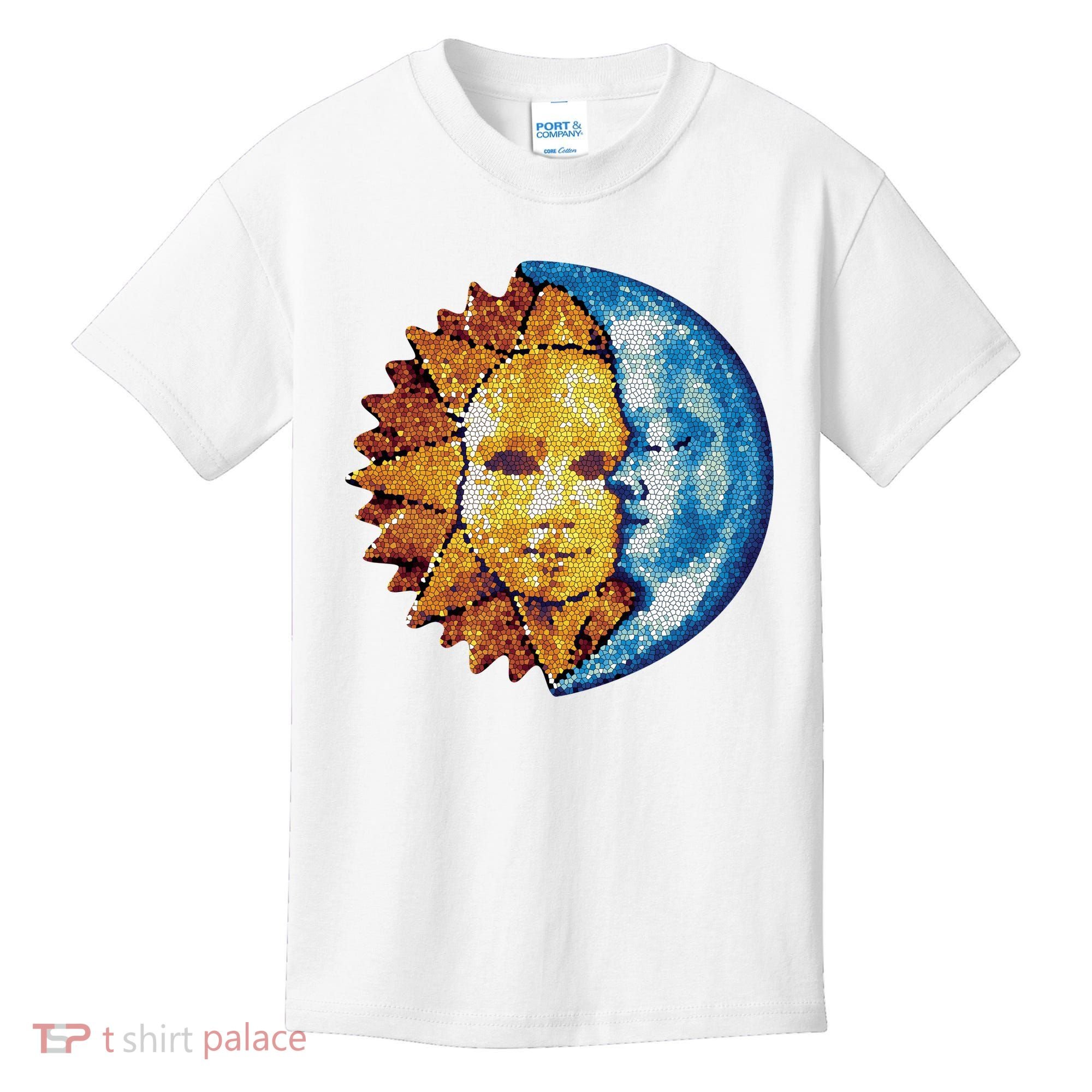 Sun And Moon Mosaic Astrology Kids T-Shirt