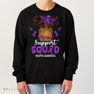 Supportsquad Afro Messy Bun Leopard Lupus Awareness Meaningful Gift Women's Sweatshirt