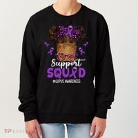 Supportsquad Afro Messy Bun Leopard Lupus Awareness Meaningful Gift Women's Sweatshirt thumb 0