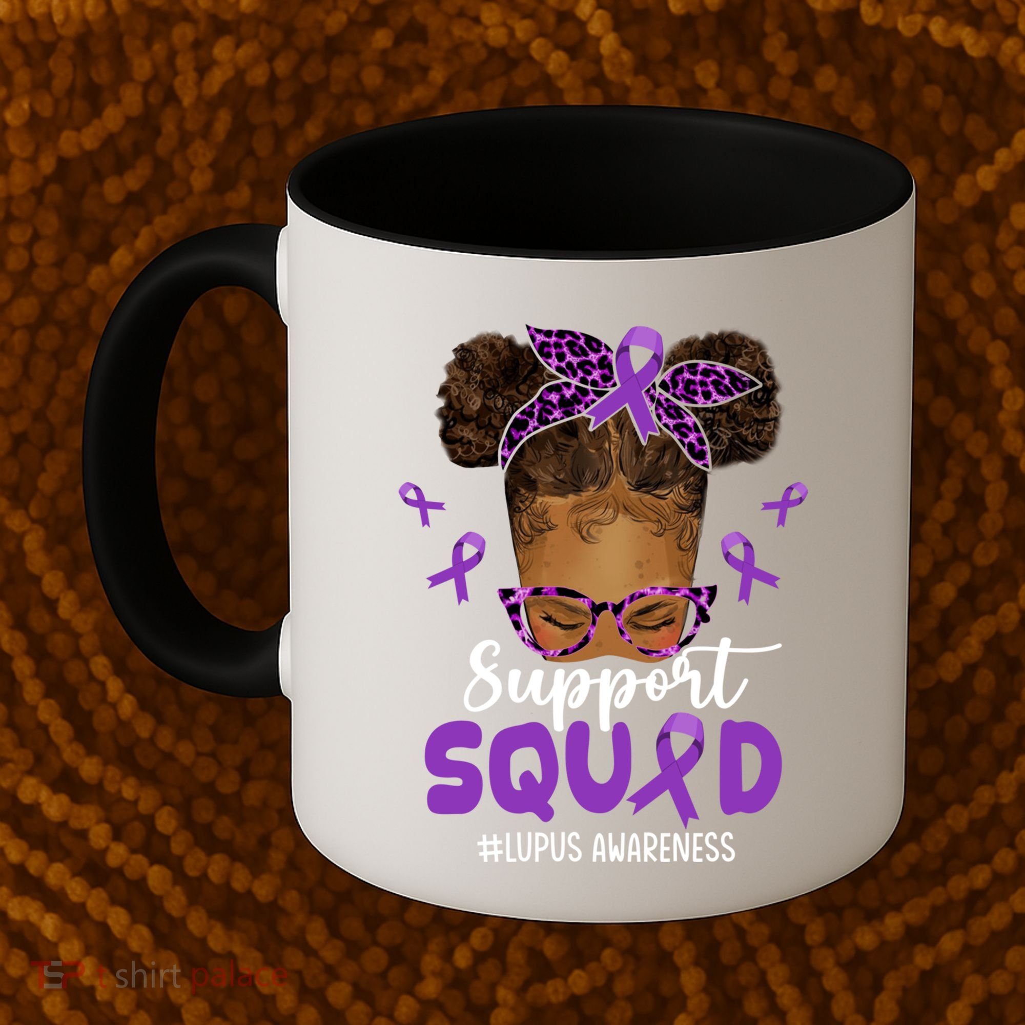 Supportsquad Afro Messy Bun Leopard Lupus Awareness Meaningful Gift Coffee Mug