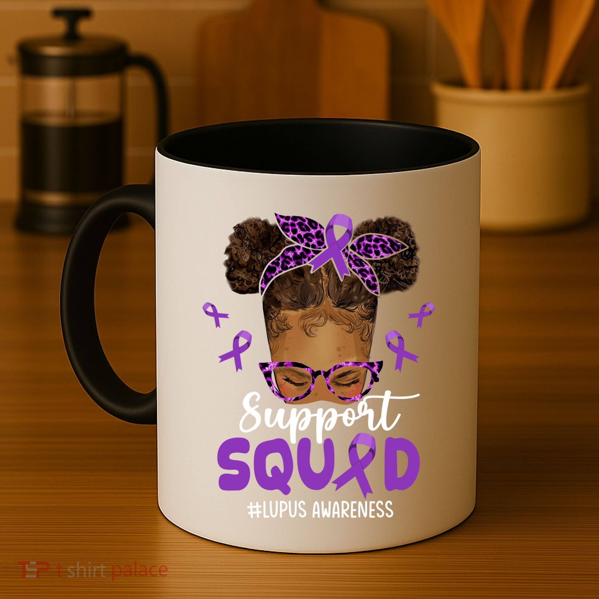 Supportsquad Afro Messy Bun Leopard Lupus Awareness Meaningful Gift Coffee Mug