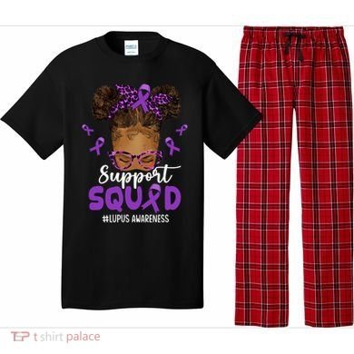 Supportsquad Afro Messy Bun Leopard Lupus Awareness Meaningful Gift Pajama Set