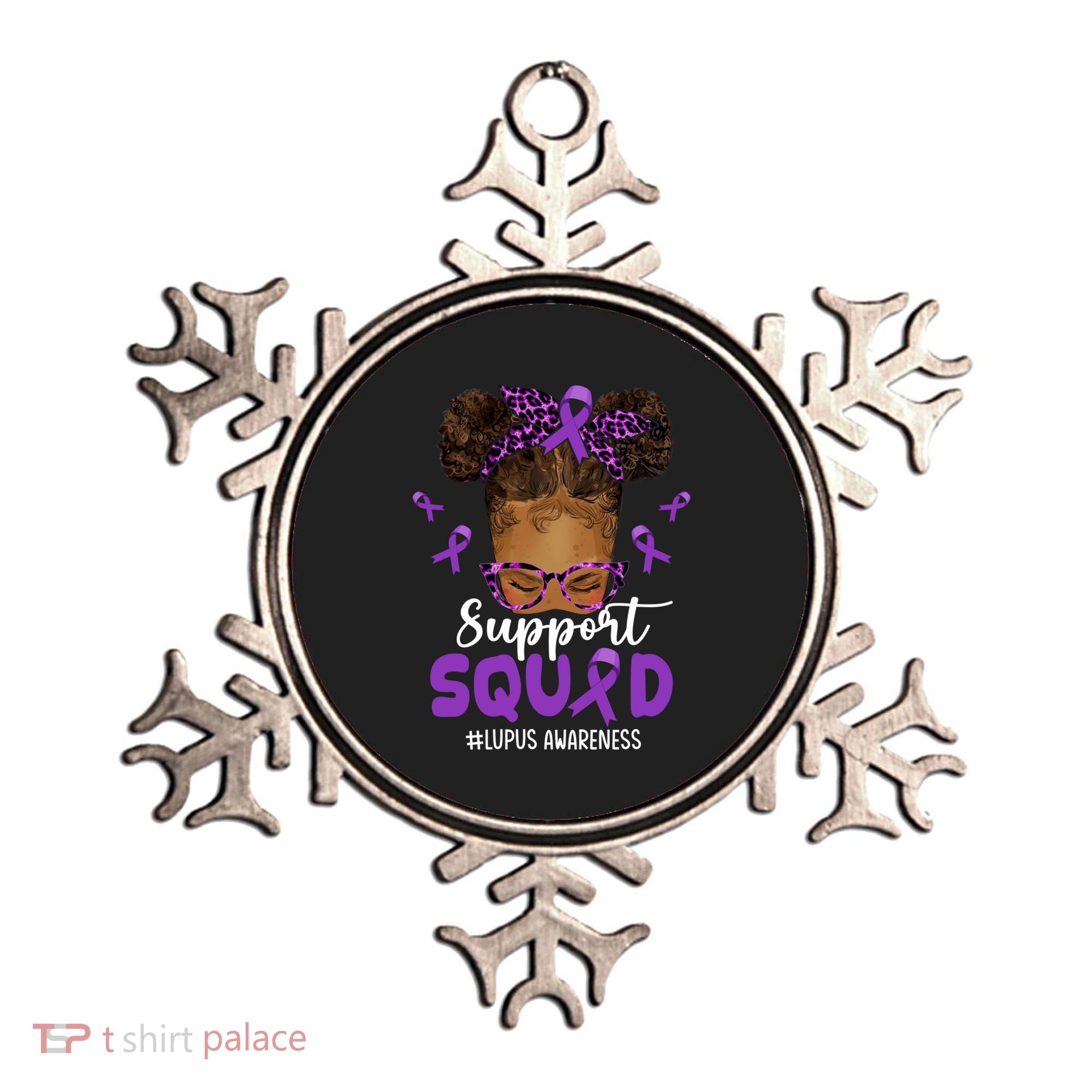 Supportsquad Afro Messy Bun Leopard Lupus Awareness Meaningful Gift Ornament