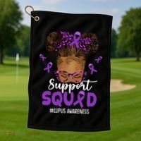 Supportsquad Afro Messy Bun Leopard Lupus Awareness Meaningful Gift Golf Towel thumb 1