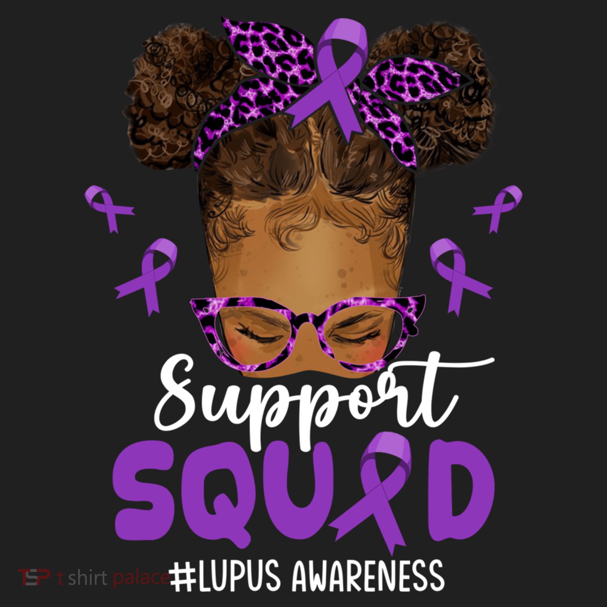 Supportsquad Afro Messy Bun Leopard Lupus Awareness Meaningful Gift Golf Towel