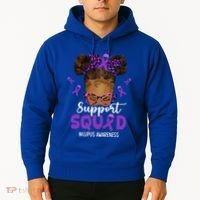 Supportsquad Afro Messy Bun Leopard Lupus Awareness Meaningful Gift Hoodie thumb 2