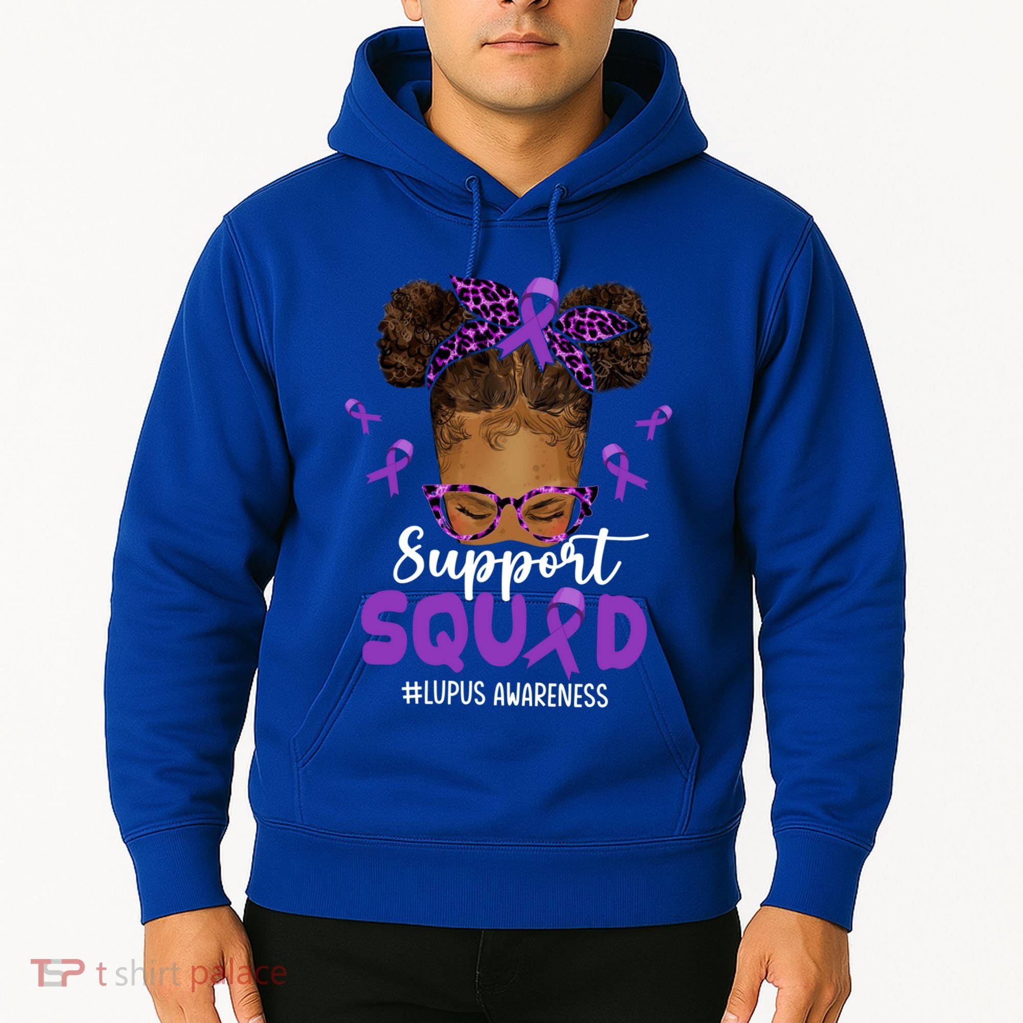 Supportsquad Afro Messy Bun Leopard Lupus Awareness Meaningful Gift Hoodie
